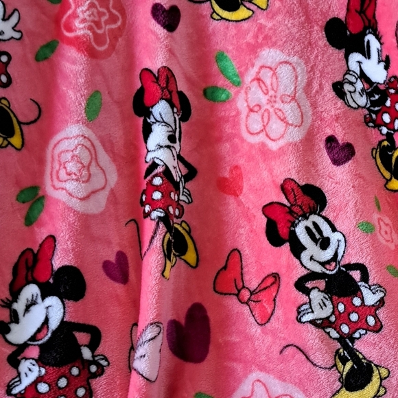 DISNEY THE BIG ONE Minnie Mouse plush cozy blanket hearts flowers bows soft '23 - Picture 4 of 13